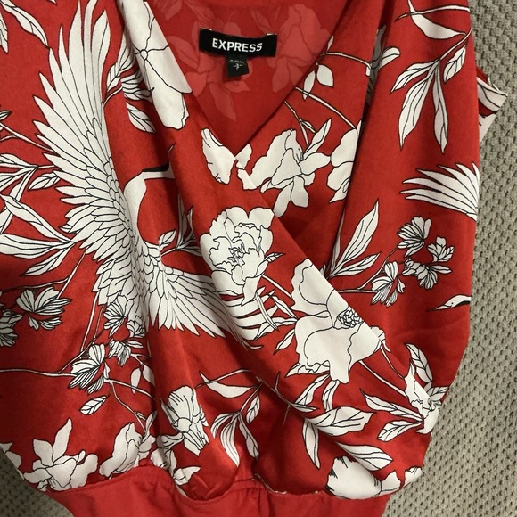 Express Women's LOT (1) Floral Thong Bodysuit & (1) Halter Coral Blouse Sz Small - Picture 5 of 16